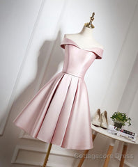 Cute Pink A Line Short Prom Dress, Pink Evening Dress