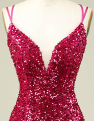 Sparkly Sequin Double Spaghetti Straps Tight Homecoming Dress