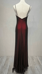 Black And Red Sweetheart Simple Straps Long Prom Dress, A-Line Long Formal Dress