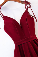 Burgundy Velvet Long Prom Dresses, Simple A-Line Evening Dresses