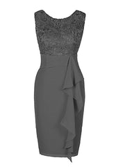 Tight Knee Length Grey Short Mother of Bride Dress