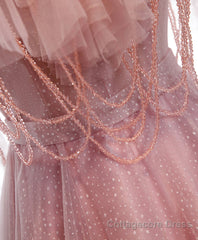 Pink Sweetheart Tulle Long Prom Dress, Pink Tulle Formal Dress, 1