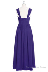 Purple Sweetheart Banded Waist Long Bridesmaid Dress