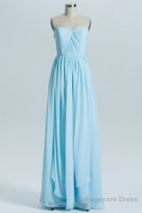 Blue Chiffon A-line Long Convertible Bridesmaid Dress