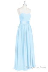 Light Blue Sweetheart A-Line Bridesmaid Dress with Slit