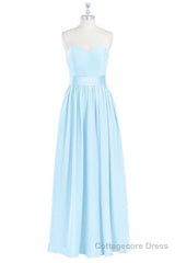 Light Blue Sweetheart A-Line Bridesmaid Dress with Slit