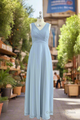 A-Line V-neck Sleeveless Chiffon Bridesmaid Dresses