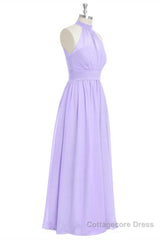 Lavender Chiffon Halter Long Bridesmaid Dress