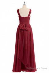 Red Chiffon Cross-Front A-Line Long Bridesmaid Dress