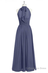 Lavender Chiffon Halter Long Bridesmaid Dress