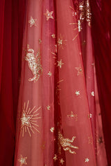 Red Tulle Long Prom Dresses, A-Line Off the Shoulder Formal Dresses