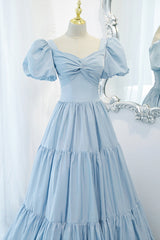 Blue A-Line Long Prom Dress, Blue Formal Evening Dress