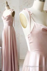 Simple Satin Long Prom Dresses, A-Line Evening Party Dresses