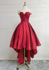 A-line Sweetheart Sleeveless Satin Asymmetrical Homecoming Dress With Pleated