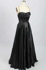 A-Line Black Sweetheart Lace-Up Prom Gown