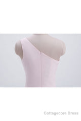 Short Pink One Shoulder Chiffon Homecoming Dress