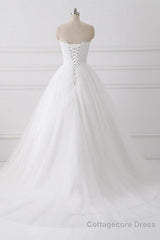 Ball Gown Strapless Sleeveless Lace Up Wedding Dresses