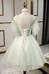 Mint Green Tulle Short Prom Dress, Cute A-Line Party Homecoming Dress