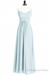 Mint Green Chiffon Twist Front A-Line Long Bridesmaid Dress