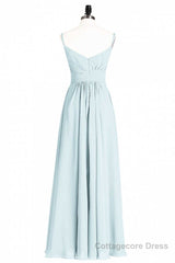 Mint Green Chiffon Twist Front A-Line Long Bridesmaid Dress