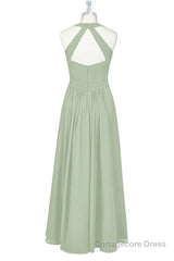 Sage Green Halter Backless A-Line Bridesmaid Dress