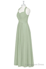 Sage Green Halter Backless A-Line Bridesmaid Dress