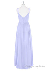 Lavender Chiffon V-Neck Backless Long Bridesmaid Dress