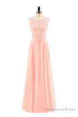 Pearl Pink Backless A-Line Long Bridesmaid Dress