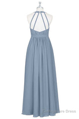 Dusty Blue Halter Backless Maternity Bridesmaid Dress