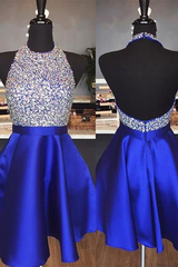 Royal Blue Tulle With Crystal Homecoming Dress