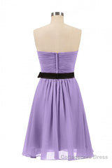 Lavender Strapless Tie-Side Short Bridesmaid Dress