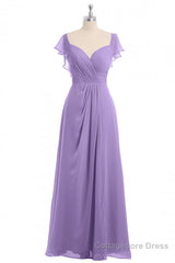 Lavender Sweetheart Ruffled A-Line Long Bridesmaid Dress