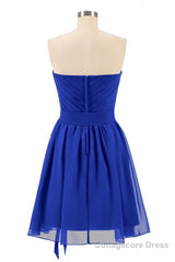 Royal Blue Sweetheart Tie-Side Short Bridesmaid Dress