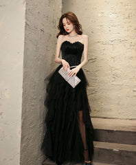 Black Tulle Long Prom Dress, Black Tulle Formal Dress, 1