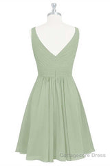 Sage Green Chiffon A-Line Short Bridesmaid Dress