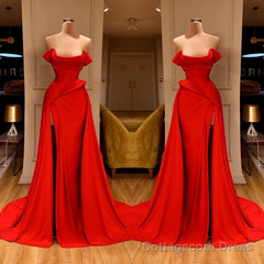 Sexy Red Off-the-Shoulder Long Prom Dress With Split Online