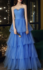 Blue Sweetheart Strapless Formal Graduation Dress Sweet 16 Dress