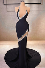 Mermaid V-neck Sleeveless Rhinestone Satin Tulle Prom Dress