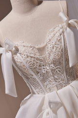 Ivory Spaghetti Straps Beading Lace Short Homecoming Dresses