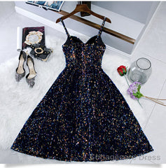 Glitter Spaghetti Straps Cute Short Prom Dresseses Tight Tea Length Homecoming Dresses