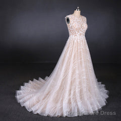 Gorgeous Long Backless Wedding Dresses Ivory Lace Wedding Gowns