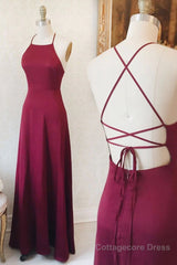 A-line Spaghetti Straps Long Backless Floor Length Bridesmaid Dresses Party Dresses