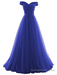 Beautiful Lavender Tulle Off Shoulder Long Formal Dress, Beautiful Party Gowns