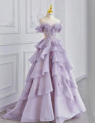 Fairy A Line Off The Shoulder Lilac Prom Dresses Evening Dress