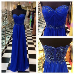 Strapless Long Chiffon Prom Dress Royal Blue Prom Dress Evening Dress