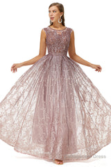 A-Line Beaded Jewel Appliques Lace Floor-Length Cap Sleeve Prom Dresses