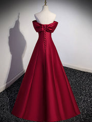 A-Line Burgundy Off Shoulder Long Prom Dress, Burgundy Evening Dress