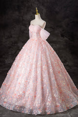 A-Line Pink Flowers Tulle Long Princess Dress, Off the Shoulder Formal Evening Dress