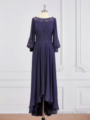 A-Line/Princess Bateau Asymmetrical Chiffon Mother of the Bride Dresses