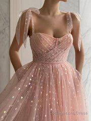 A-Line/Princess Spaghetti Straps Ankle-Length Homecoming Dresses